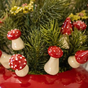 Little Mushroom 7 Pcs. ceramic flower for home, garden, creative decoration and gift handmade image 5