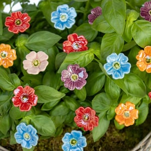 Ceramic Mini Poppy 10 Pcs. - decorative, unique ceramic flower for home, garden, creative decoration and gift – handmade - different colors