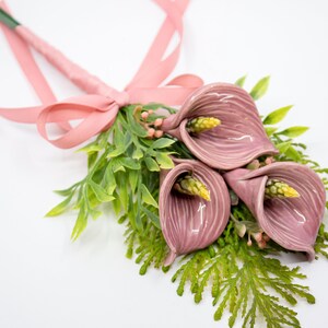 Mini Bouquet with Calla A Bunch of Ceramic Flowers as a Gift for your Love image 3