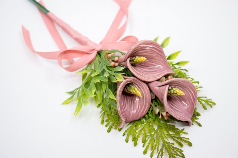 Mini Bouquet with Calla A Bunch of Ceramic Flowers as a Gift for your Love image 3