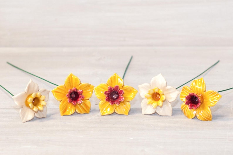 Daffodil Ceramic Flower for Home Garden Creative Etsy