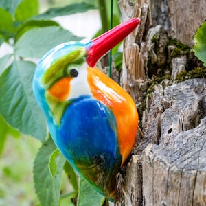Ceramic Kingfisher Bird -  decorative, unique ceramic flower for home, garden, creative decoration and gift – handmade