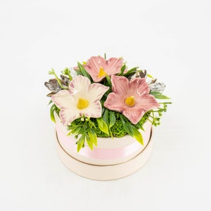 Flower Box with Pink Mallow For home decoration or unique gift idea image 1