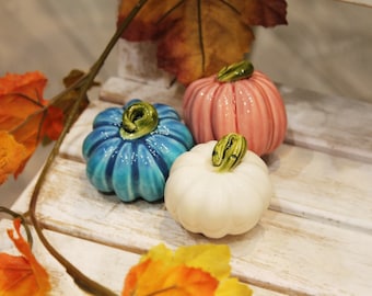 Colored Pumpkin 3 Pcs. - Unique Ceramic Decoration for Fall or Winter