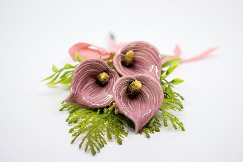 Mini Bouquet with Calla A Bunch of Ceramic Flowers as a Gift for your Love image 2