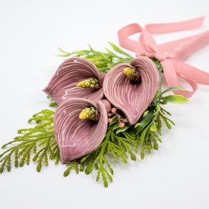 Mini Bouquet with Calla A Bunch of Ceramic Flowers as a Gift for your Love image 1