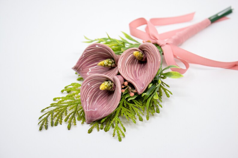 Mini Bouquet with Calla A Bunch of Ceramic Flowers as a Gift for your Love image 1