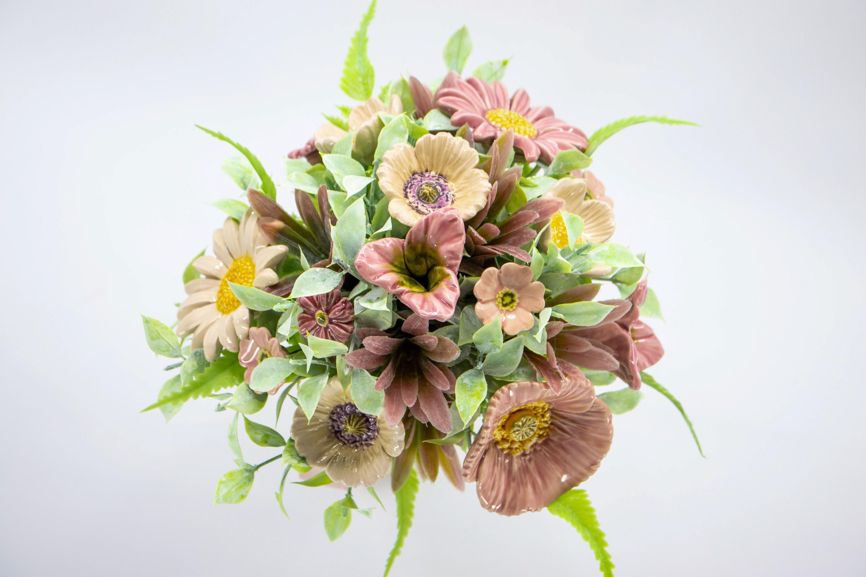 Happy Together Medium Bouquet - Pink - Beautiful Bouquet with 14 Ceramic Flowers