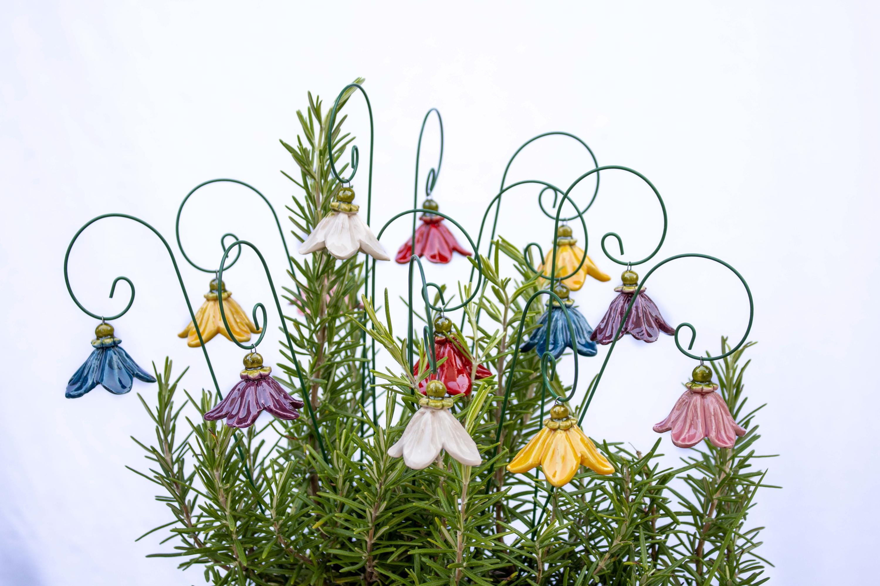 Keramik Hängeglockenblume 5 Stk. - Keramikblume für Haus, Garten, kreative Dekoration und Geschenk - handmade