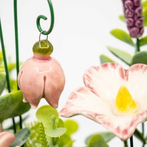 Beige Premium Oval Centerpiece Pink-Purple Flowers Table Decoration with Wonderful Ceramic Flowers image 4