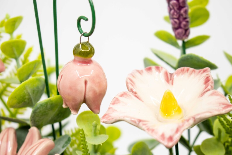 Beige Premium Oval Centerpiece Pink-Purple Flowers Table Decoration with Wonderful Ceramic Flowers image 4