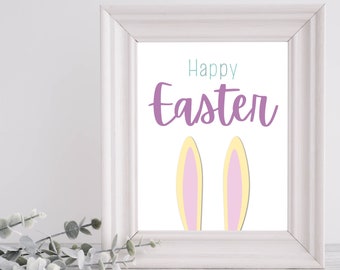 Happy Easter Bunny Ears Printable | Printable Easter Wall Art and Home Décor | Spring Home Décor | Happy Easter Printable Art | Easter Print