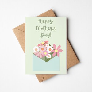 Printable Mother&#39;s Day Card | Card for Mom - Happy Mother&#39;s Day | Floral Mother&#39;s Day Card | Last Minute Mother&#39;s Day Card | Mom Flower Card
