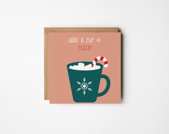 Have a Cup of Cheer Holiday Christmas Greeting Card | Cute Christmas GreetingCard for Friends and Family | Printable Christmas Card