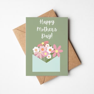 Feliz Día de las Madres, Tarjeta de felicitación imprimible / Tarjeta imprimible del Día de la Madre / Tarjeta del Día de la Madre de último minuto / Tarjeta floral del Día de la Madre, para mamá