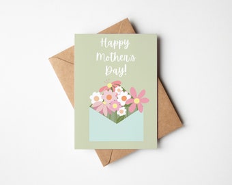 Printable Mother's Day Card - Tea Green | Printable Card for Mom | Cute Mother's Day Card | Floral Mother's Day Card | Happy Mother's Day