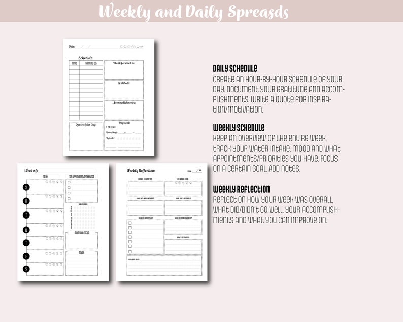 Printable Wellness Planner Bundle - for Self Care - Habit Tracker, Goal ...