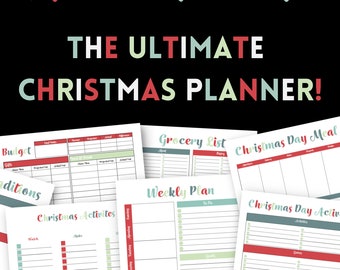 Planificador de Navidad imprimible, Planificador de Navidad, Planificador de vacaciones, Lista de regalos de Navidad, Planificador de presupuesto de Navidad, Planificador de comidas de Navidad
