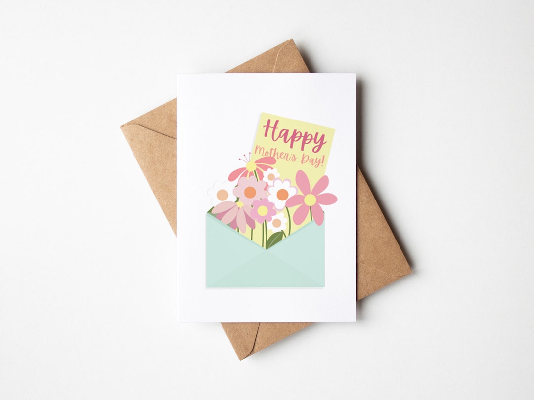 Printable Mother's Day Card Flower Card for Mom Mother's Day Card With