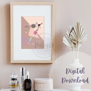 Pink Fashion Wall Art, Dressing Room Decor, Makeup Room decor, Blush Pink Wall Art, Girly Wall Art, Printable Makeup Decor, Pink Makeup Art