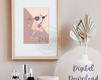 Arte de pared de moda rosa, Decoración de vestidor, Decoración de sala de maquillaje, Arte de pared rosa rubor, Arte de pared femenina, Decoración de maquillaje imprimible, Arte de maquillaje rosa