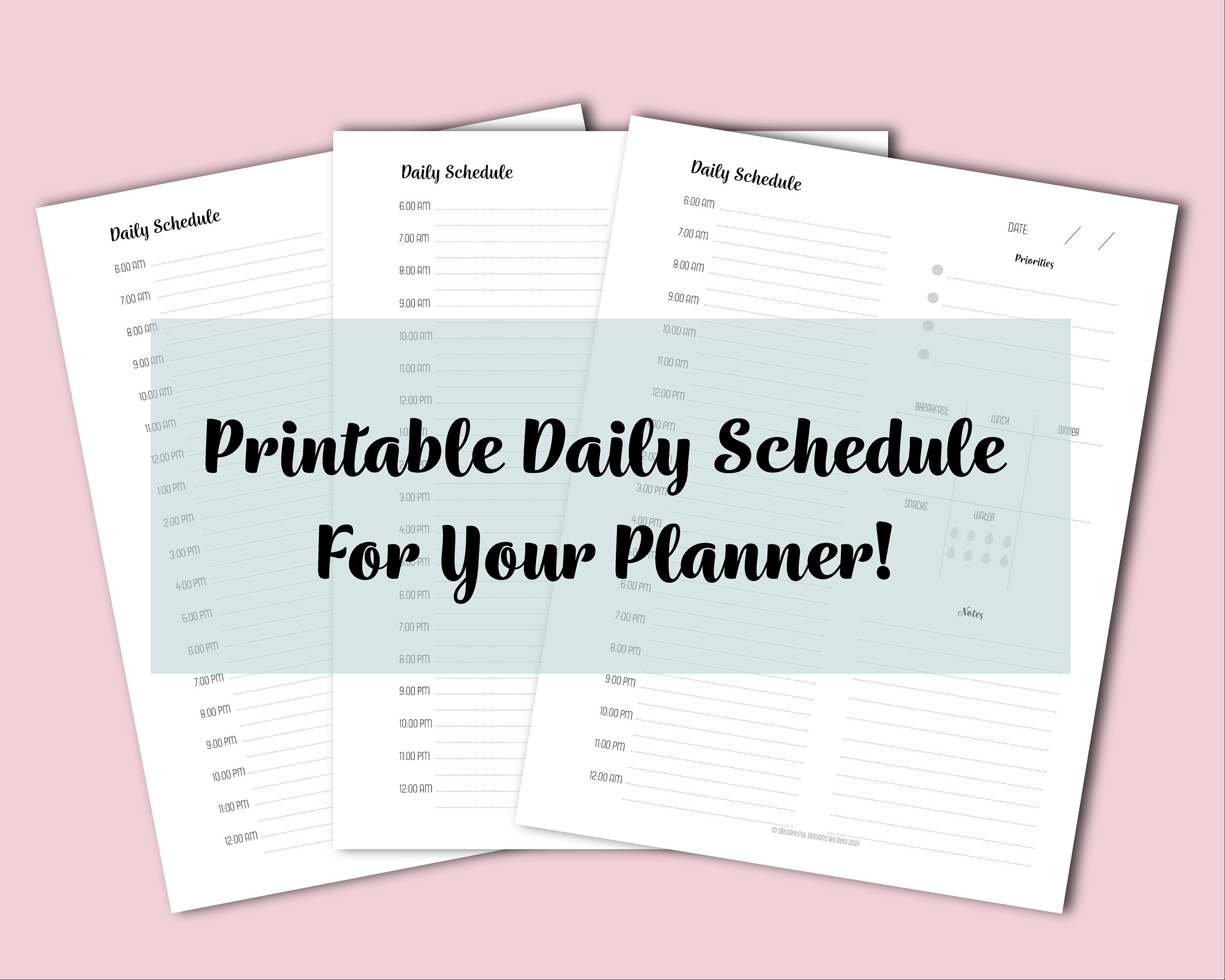 Printable Hourly Schedule, Printable Daily Schedule, Daily Routine ...