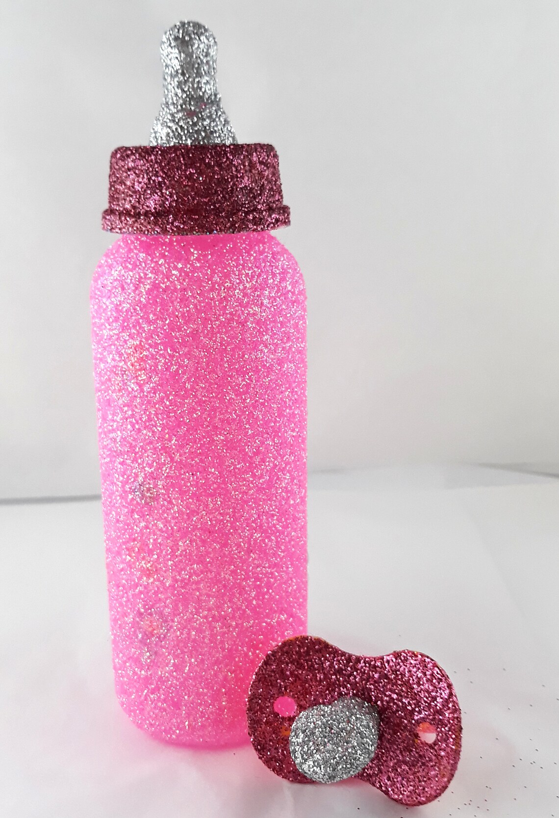 Fully Glittered Pink Baby Bottle & Dummy with Personalisation Etsy