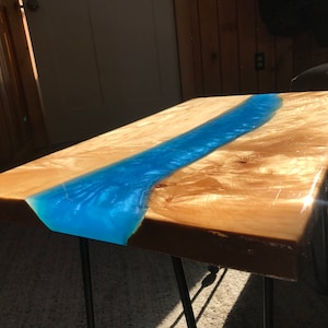 Blue Epoxy River End Table