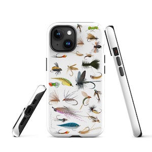 Fliegenfischen-Fliegen Tough Case für iPhone® 13 - 16 (Original handgezeichnete Kunst, neues Layout)
