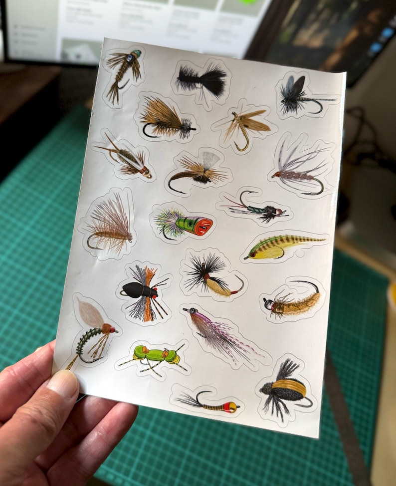 Fly Fishing Flies Sticker Sheet, Value Pack, 20 Pieces Original Hand ...