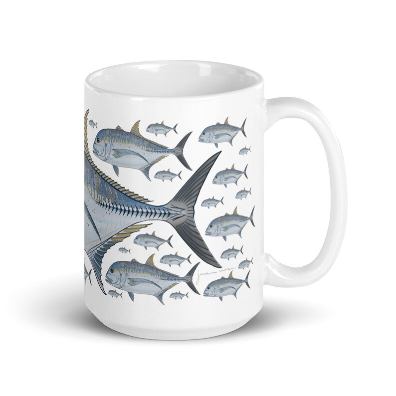 Fish Mug, Giant Trevally, Ulua Fishing Original Hand-drawn Fish Art - Etsy