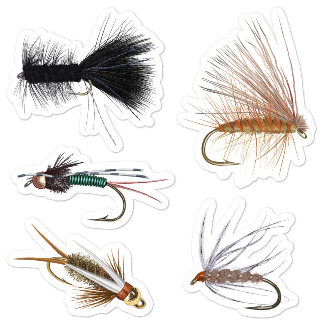 Fly Fishing Flies 5-piece Trout Flies Sticker Pack | Waterproof