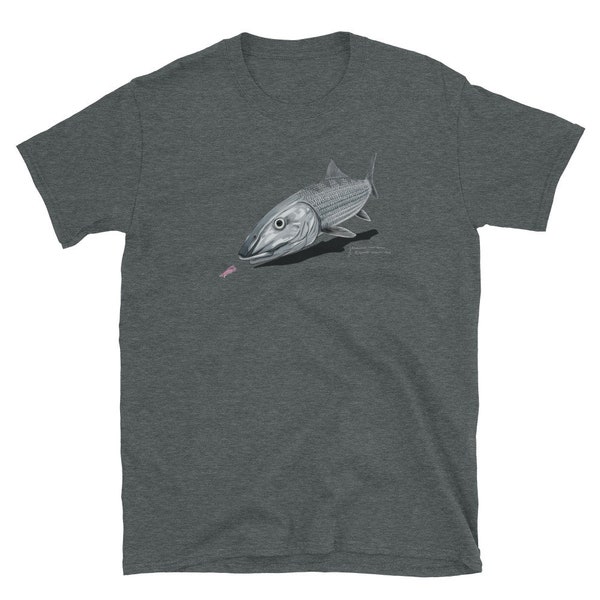 Bonefish Fly Fishing T-Shirt, Original Hand-drawn Fish Art