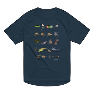 Fly fishing Flies Art T-shirt, Hand-drawn flies, Quick-dry breathable material, Quality printing