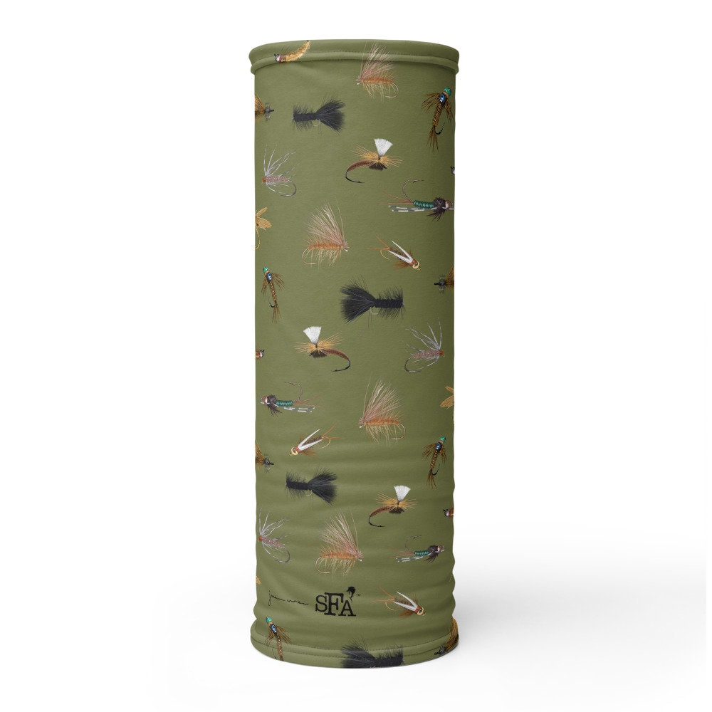 Trout Fly Fishing Flies Neck Gaiter Army Green ORIGINAL Etsy