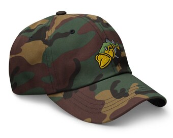 Gorro de pesca con diseño de pavo real y camuflaje
