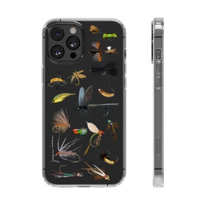 Fliegenfischen Flies Telefon klar Fall | Original handgezeichnete Kunst (neues Design)