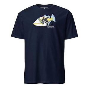 Picasso Triggerfish handritad design grafisk t-shirt