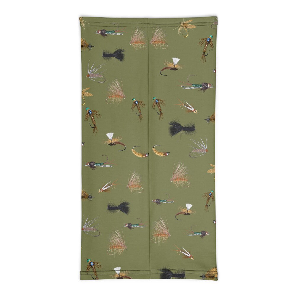 Trout Fly Fishing Flies Neck Gaiter Army Green ORIGINAL Etsy