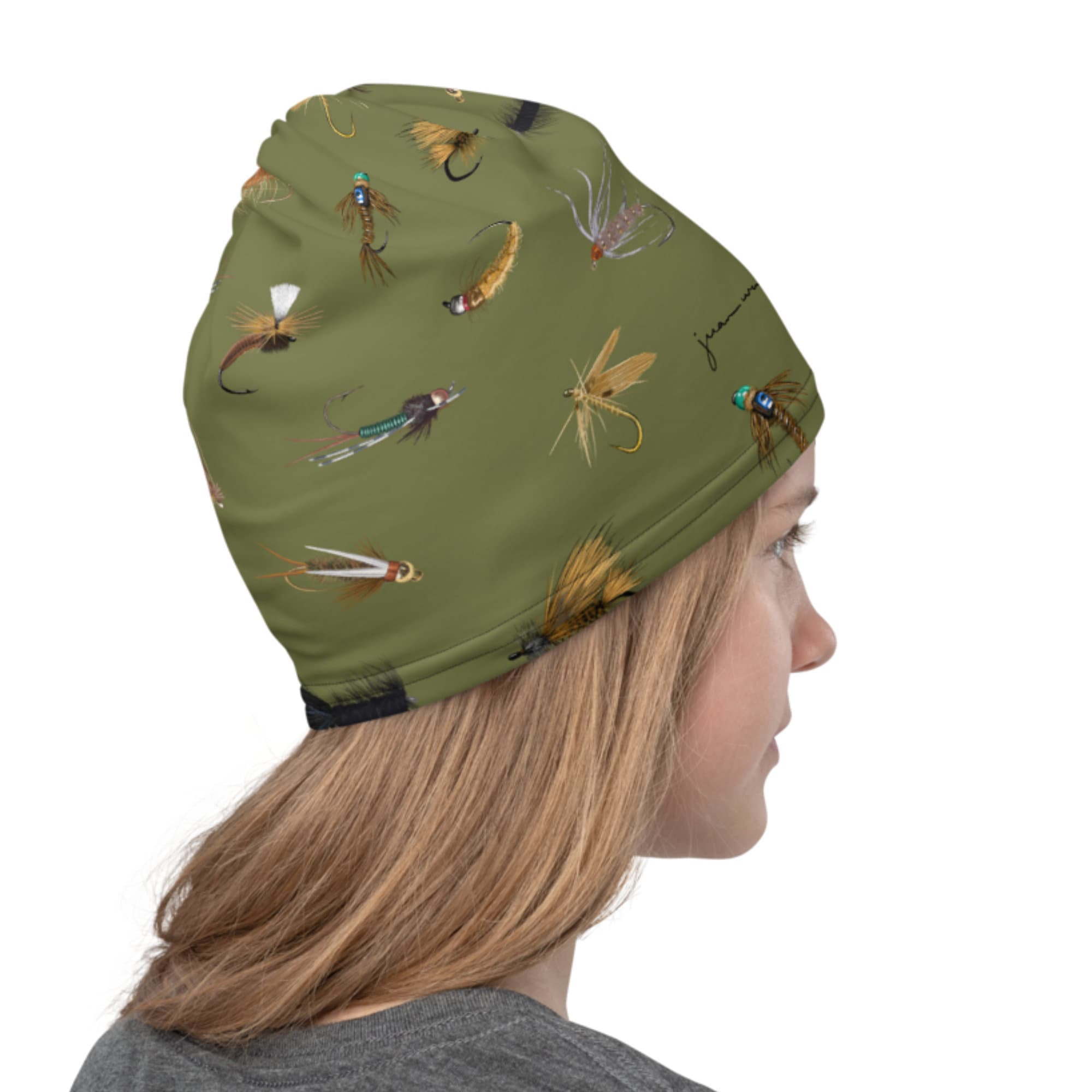 Trout Fly Fishing Flies Neck Gaiter Army Green ORIGINAL Etsy