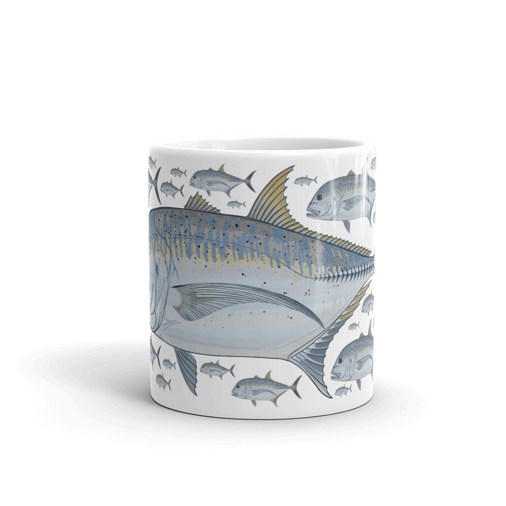 Fish Mug, Giant Trevally, Ulua Fishing Original Hand-drawn Fish Art - Etsy