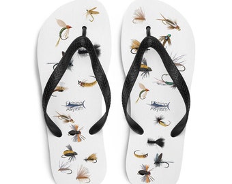 Trout Fly Fishing Flip-flops Original Hand-drawn Flies Art - Etsy