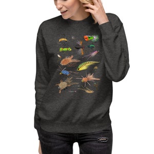 Allwater Fly Fishing Flies Sweatshirt | Original Hand-drawn Art Design | Unisex Fleece Pullover