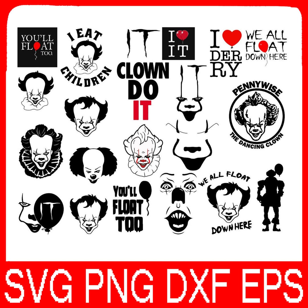 BUNDLE Ver 2 Black and White Svg File Penny-wise Cl-own SVG, Penn-ywise