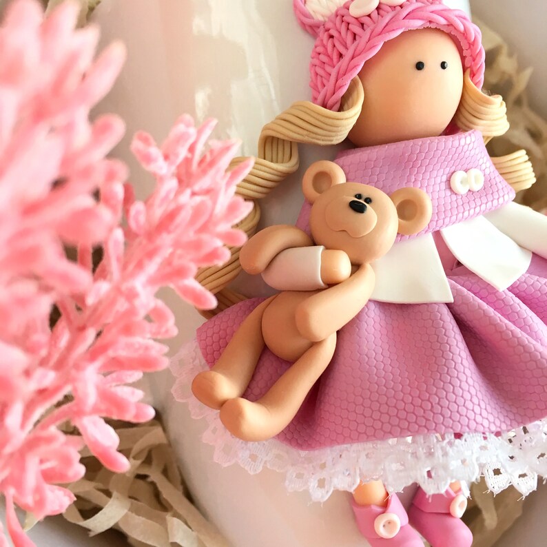 Polymer Clay Doll on Mug / Hand Sculpted Decor / Tilda Blonde Etsy