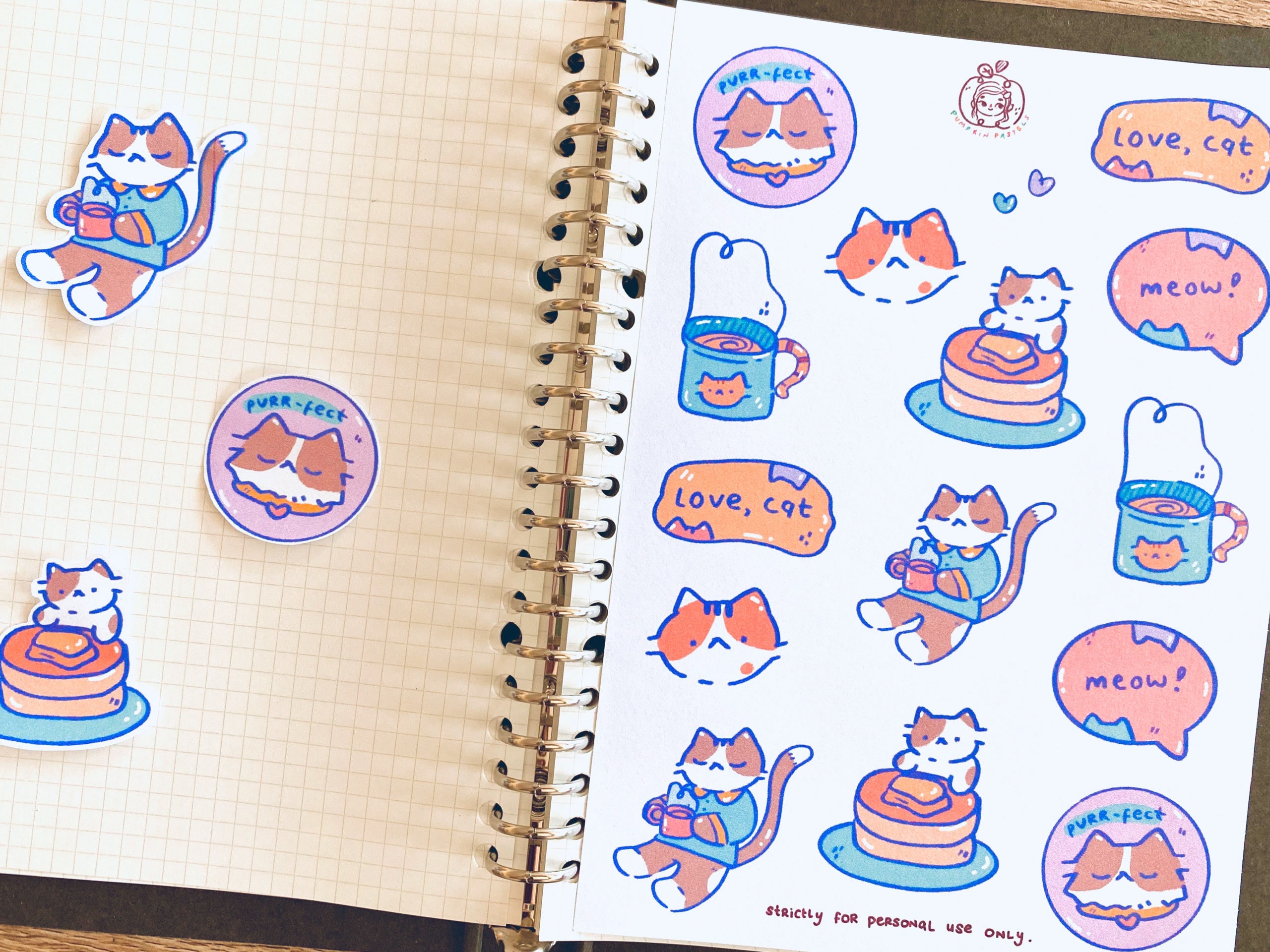 Love, Cat (part One) Sticker Sheet - Printable DIGITAL File ...