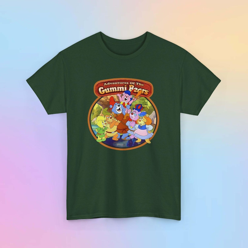 Gummi Bears Vintage T-Shirt - 80s Disney Afternoon Unisex Tee - Men Women Nostalgic Shirt gifts Forest Green