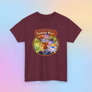 Gummi Bears Vintage T-Shirt - 80s Disney Afternoon Unisex Tee - Men Women Nostalgic Shirt gifts Maroon