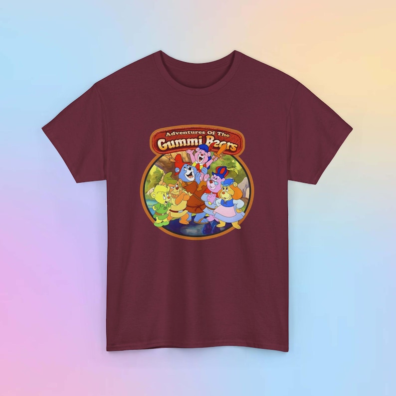 Gummi Bears Vintage T-Shirt - 80s Disney Afternoon Unisex Tee - Men Women Nostalgic Shirt gifts Maroon