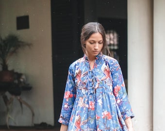 Bird of paradise maxi dress- women&#39;s tiered dress - gathered maxi dress - maxi tiered dress - floral maxi dress - floral tiered dress